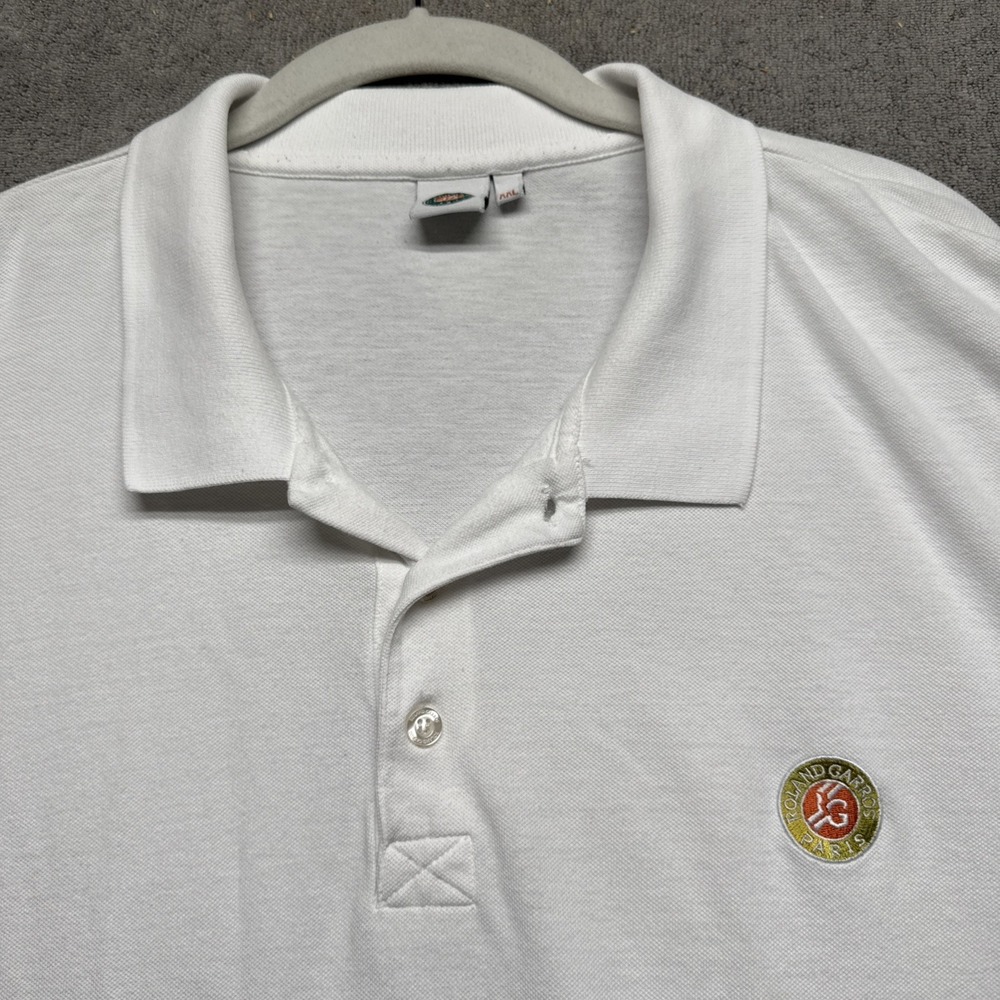 Roland Garros Paris White Polo Shirt Men's XXL‎ Tennis Sportswear Logo